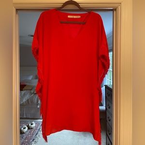 Marie Oliver red silk party dress